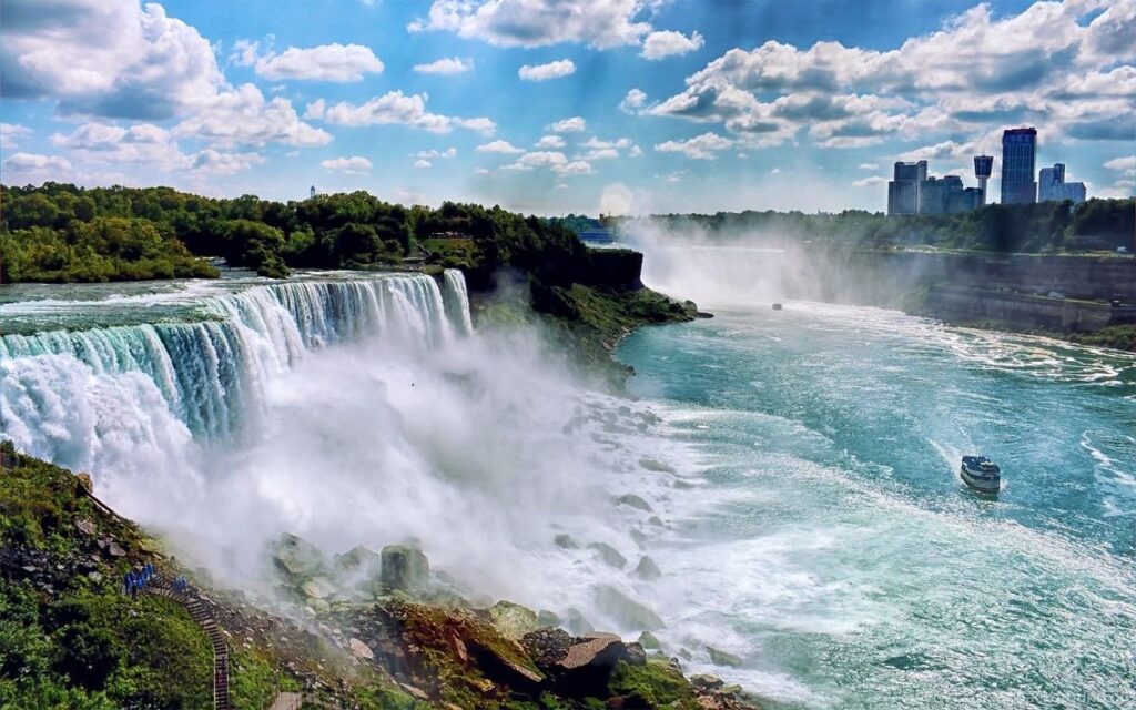 obrázek Niagarských vodopádů na severu USA